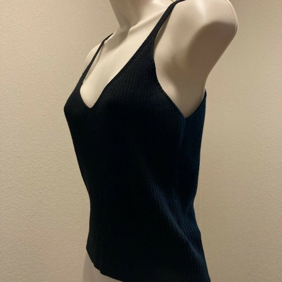 H&M Divided Black Ribbed Strappy Top M - Picture 2 of 7